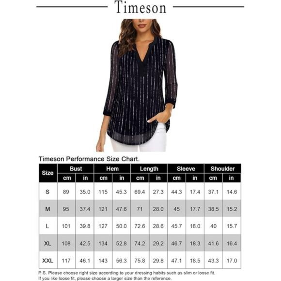 Women's 3/4 Sleeve Blouses - Casual V-Neck Double Layer Mesh Tunic Tops - Picture 6 of 6